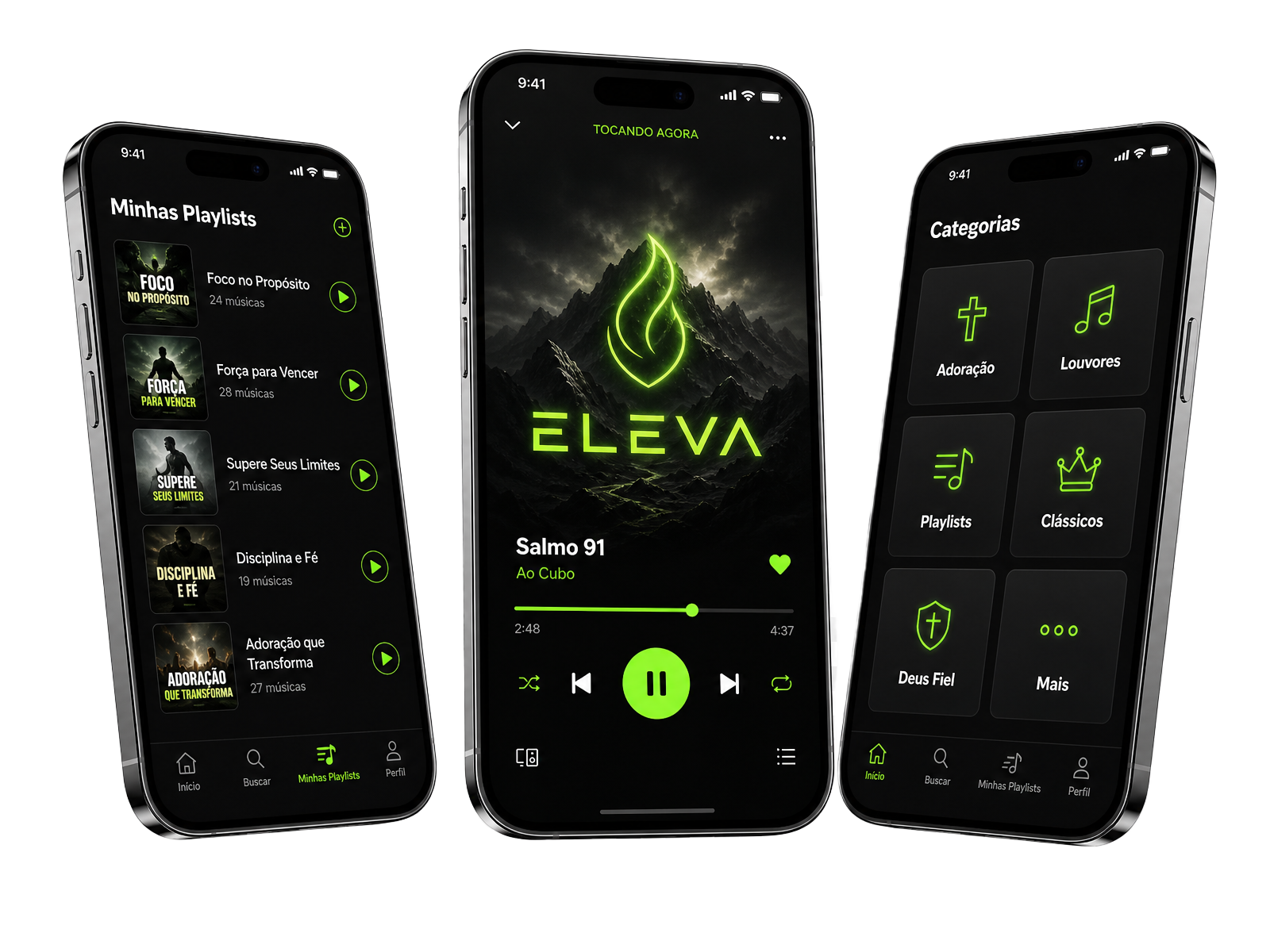 Mockups do app ELEVA